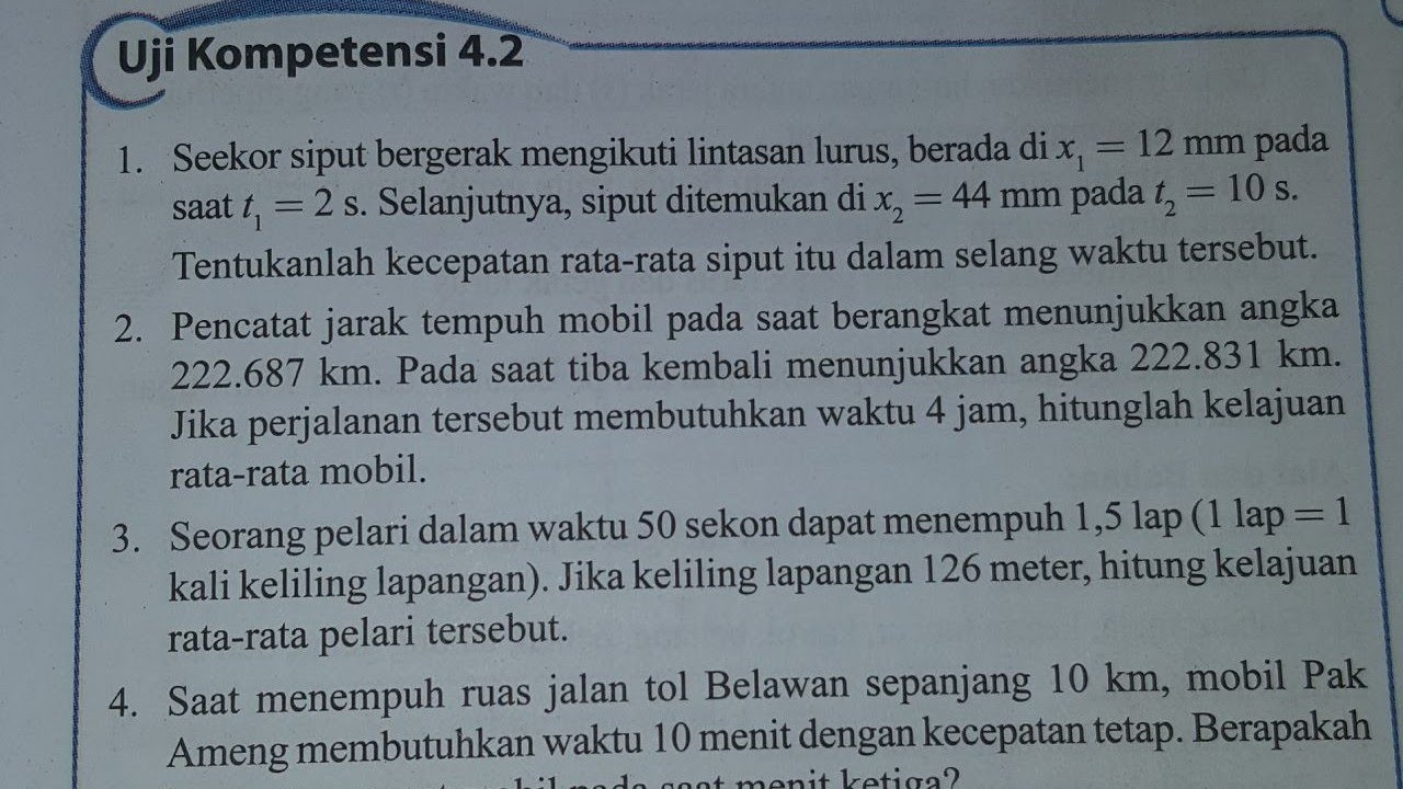 Uji Kompetensi 4.2 (Gerak Lurus) 