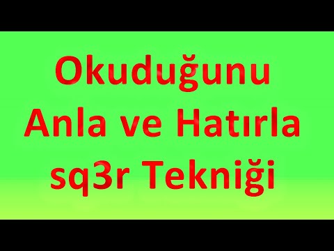 Video: Sq3r yaygın olarak ne tür bir okuma etkinliği kullanılır?