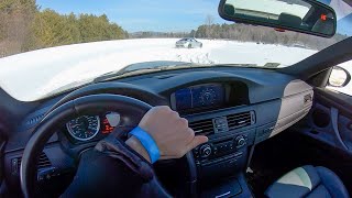 E92 BMW M3 SnowCross on Vredestein Wintrac Pro Tires - POV Winter Driving (Binaural Audio)