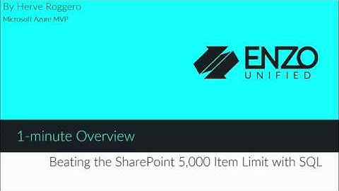How Enzo helps solve the 5,000 item limitation in SharePoint Online using SQL commands