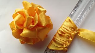 : Super Easy Ribbon Flower making with Scale | Easy Sewing Hack | Hand Embroidery Flower