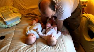 Daddy Sings "Molly Malone" to 4 month old cooing twins