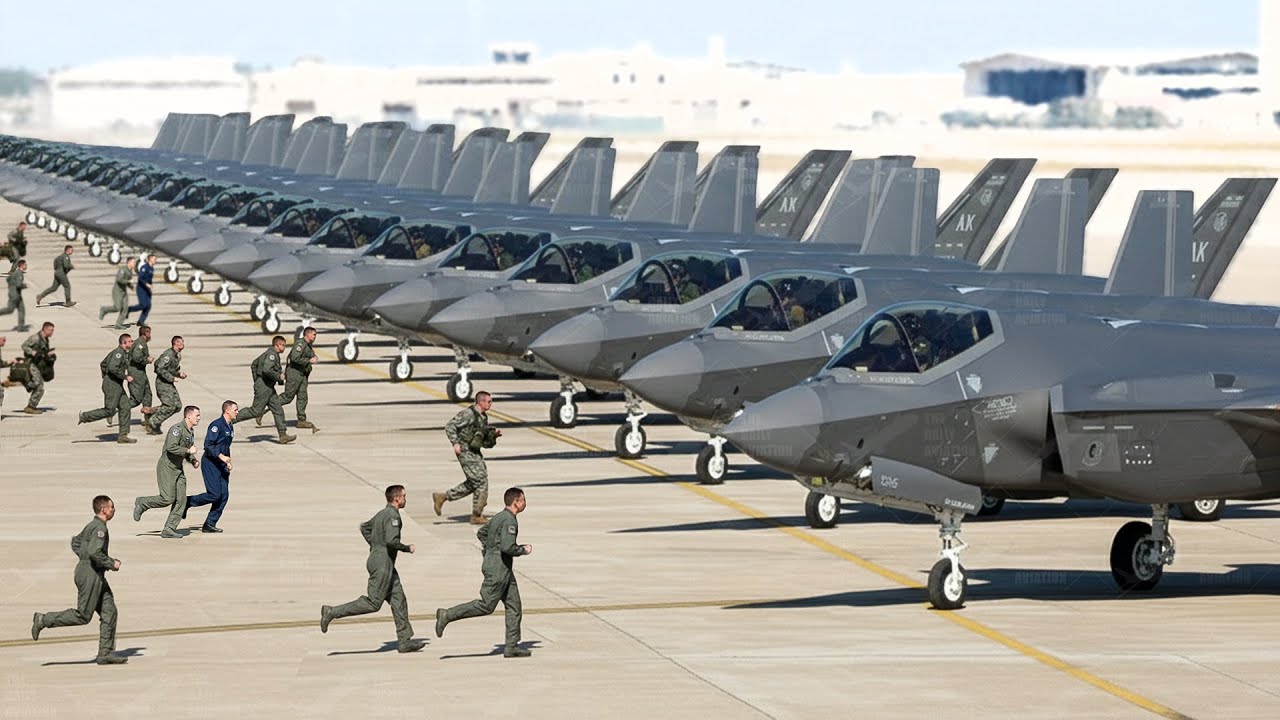 Mᴀssive Amount of US Air Force F-35s Takeoff Together During Intense  Scramble