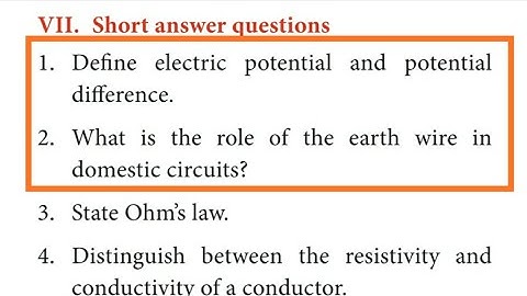 10th SCIENCE PHYSICS Unit4 Short ans part 1 Qn.1,2 potential difference wire ELECTRICITY  circuits