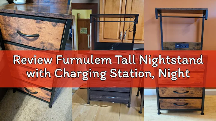 Review Furnulem Tall Nightstand with Charging Station, Night Stands with LED Lights and Storage Shel