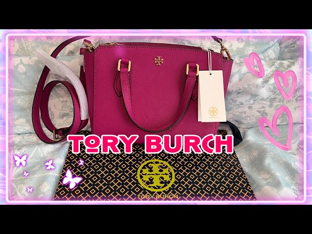 Tory burch emerson mini top zip tote crossbody bag dusty violet