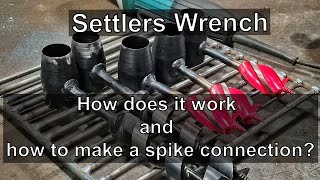 Settlers Wrench. Creating a wooden spike connection. Hiking drill. Scotch Eyed Auger. Hand Drill