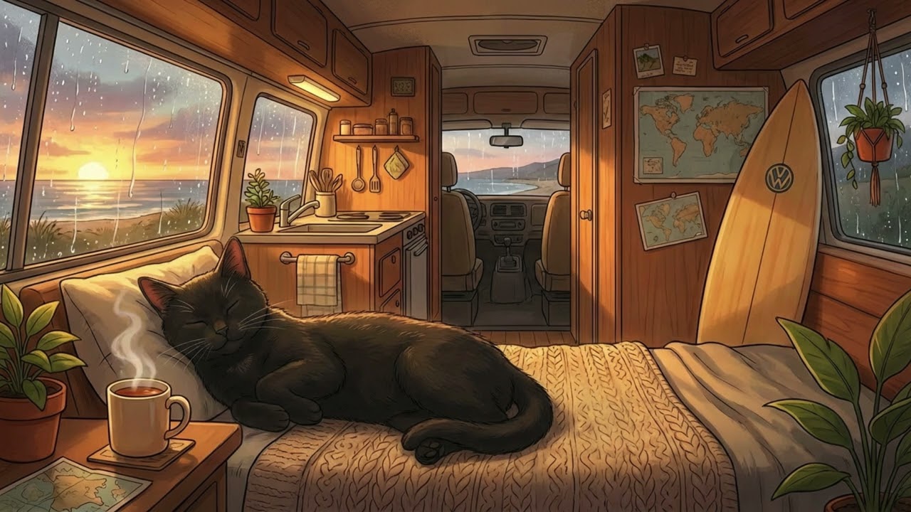 Escape With Me 🐾☕ Cozy Jazz Night in a Van | Relax, Dream & Unwind