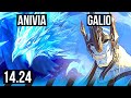 ANIVIA vs GALIO (MID) | 7/0/3, Godlike | KR Master | 14.24