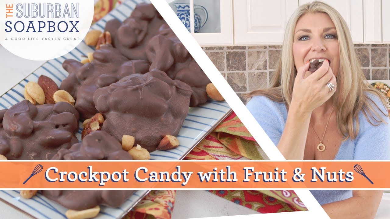 Easy CrockPot Candy with Nuts and Fruit - Chocolate heaven!