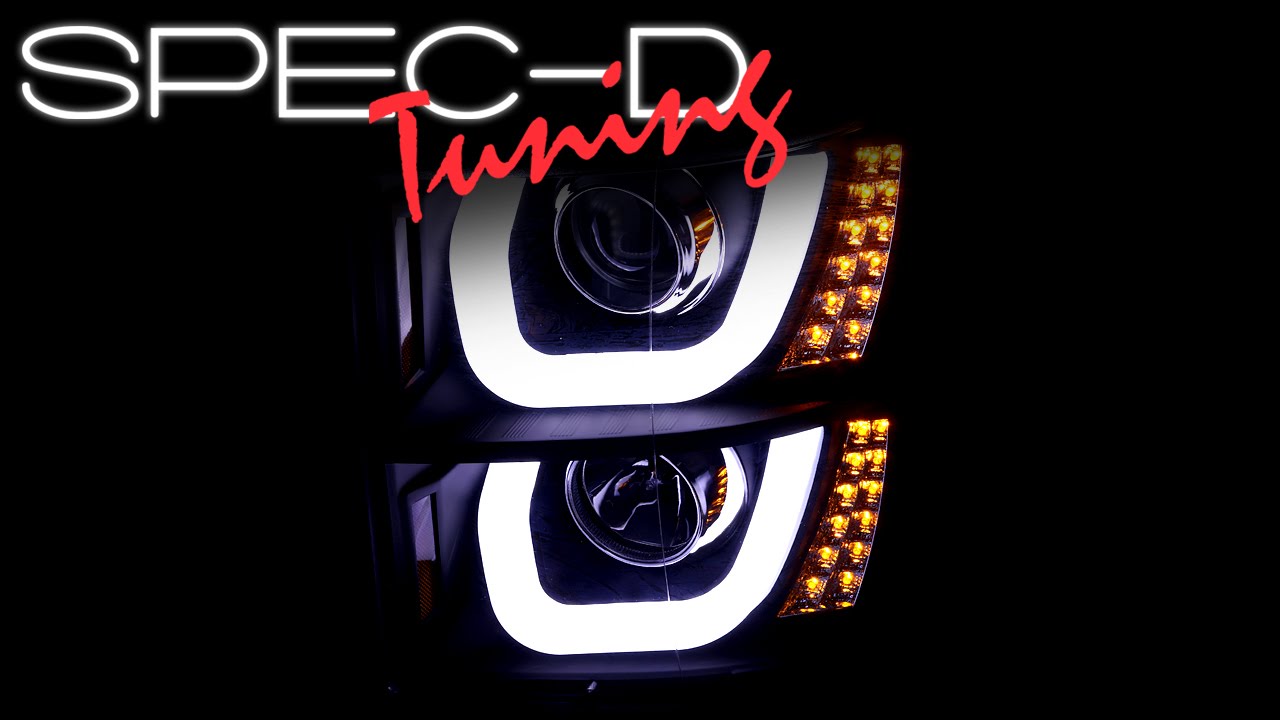 Spec D 14 15 Chevy Silverado 1500 Led Bar Projector Headlights Chrome