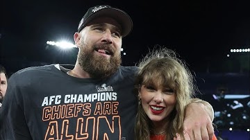 Travis Kelce & Taylor Swift celebrate on field after Chiefs win AFC title ❤️   NFL on ESPN#afc