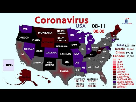 5 Million Coronavirus (COVID-19) Cases In The USA (Map Timelapse)