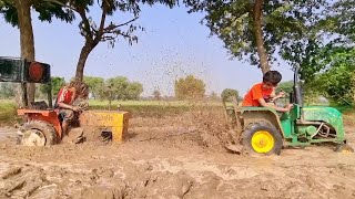 Himemade Mini Tractor HMT 5911 Stuck In Water Mud And Johndeere Tractor Pulling Out