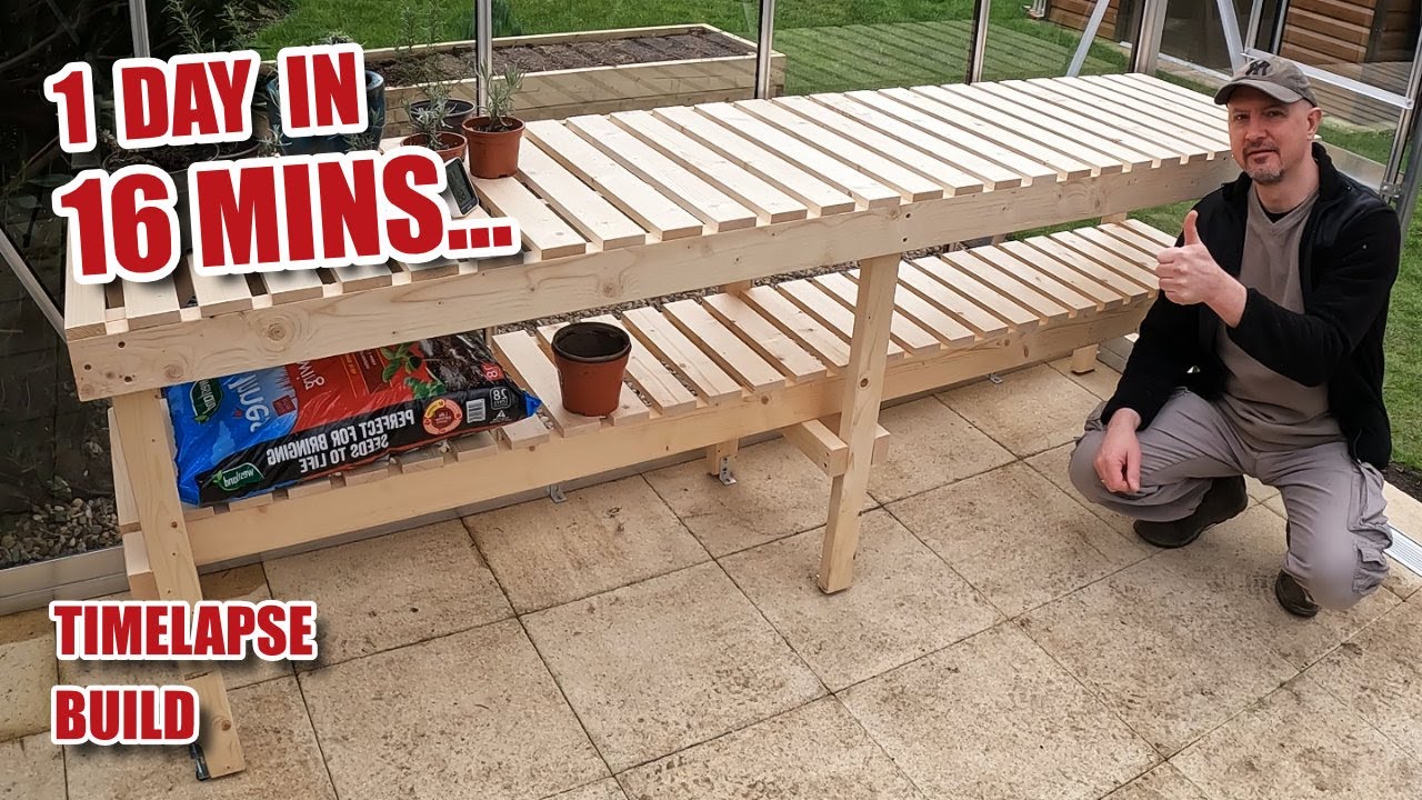 Timelapse of building a simple greenhouse bench