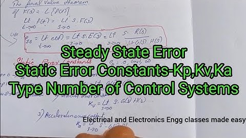 Type Number of Control Systems, Steady State Error, Static Error Constants