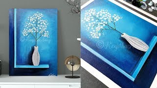 vase acrylic painting flower easy simple canvas