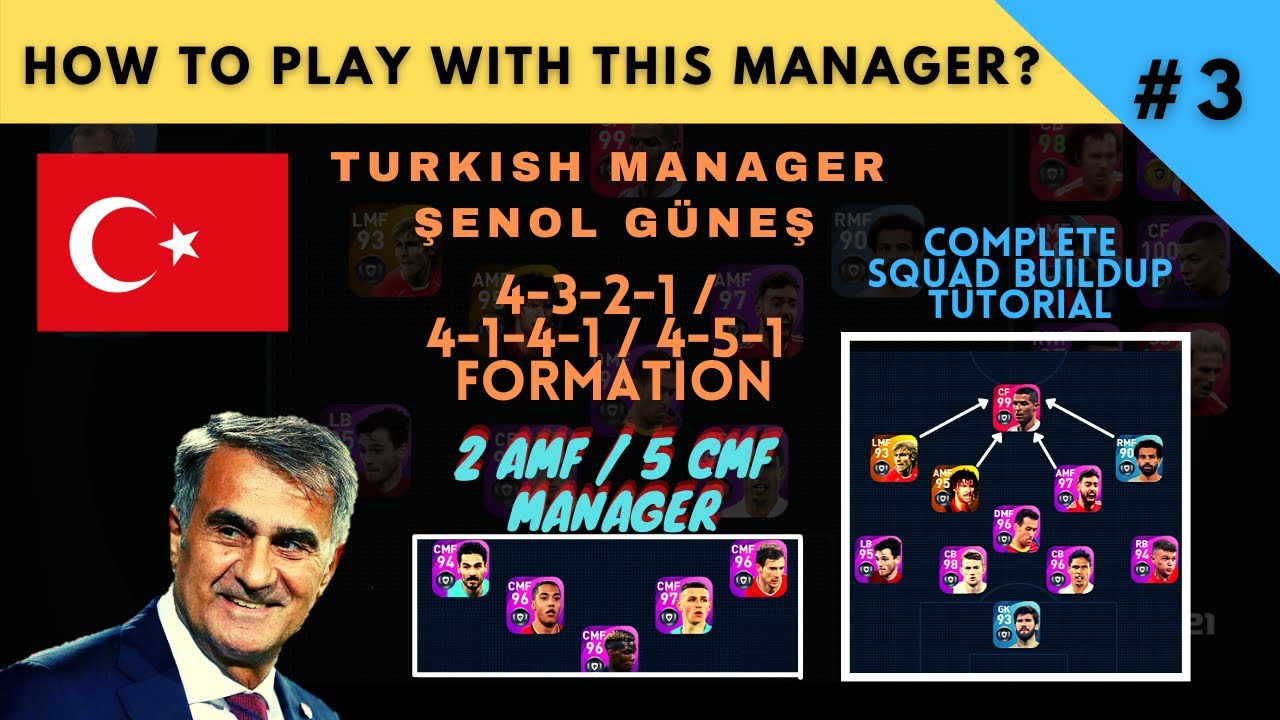 How To Play S Gunes 4321 Formation Pes Mobile 21 S Gunes Manager Tutorial Pes Mobile 21 Youtube