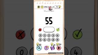 لعبة brain test بالعربي حل المرحلة 170 ماهو 50% من 55