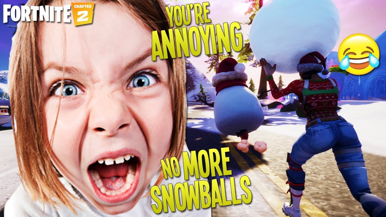 GIANT SNOWBALL TROLLING ANGRY KID w/ "SNEAKY SNOWMAN" on FORTNITE (Funny Fortnite Trolling)