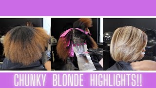 📌How To Do Chunky Light Blonde Highlights on Dark Natural Hair! | 💧Why Porosity Matters!