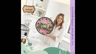 Cheetah Green Sofa Wall Clock Pink Background Animal Home Decor Art Wildlife Living Room