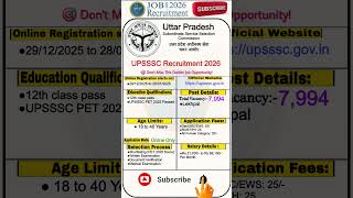 UPSSSC New Vacancy 2026|Government Job Vacancy 2026| #governmentjobs #job #jobrecruitment2026