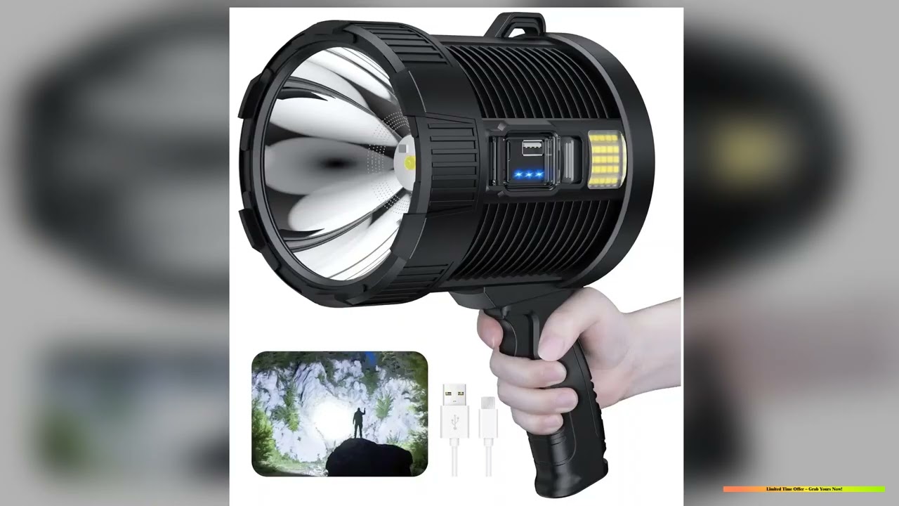 Rechargeable Spotlight 900000 Lumens Led Spot Lights Handheld Large Flashlight Super Bright