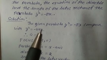 Find the coordinates of the focus, axis of the parabola, the equation of the directrix and the
