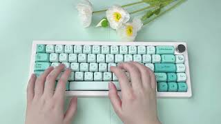 😍 So Beautiful~ Mint Green Keycaps Set MOA round keycap set allows you to diy mechanical keyboard💚