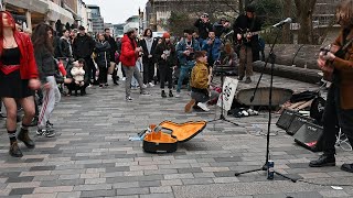 4K Mar 2022, Part 6 7 The Big Push Band Busking ,Brighton New Road, Uk