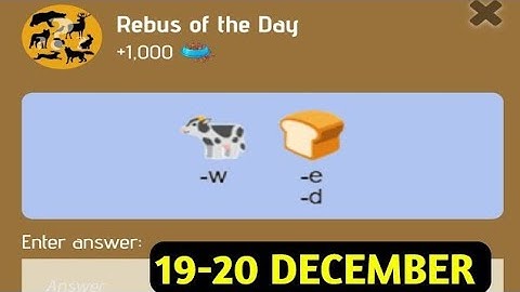 Rebus Of The Day Zoo 19-20 December | Zoo Rebus Of The Day Code | Rebus Of The Day Zoo