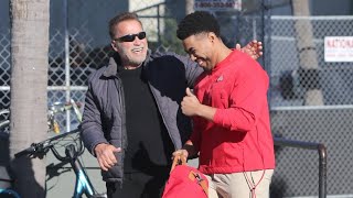 Arnold Schwarzenegger And Jake From State Farm Team Up for Pumped-Up Commercial Shoot