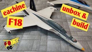 Eachine F-18 50mm EDF jet unboxing & Build with Radio Link Gyro
