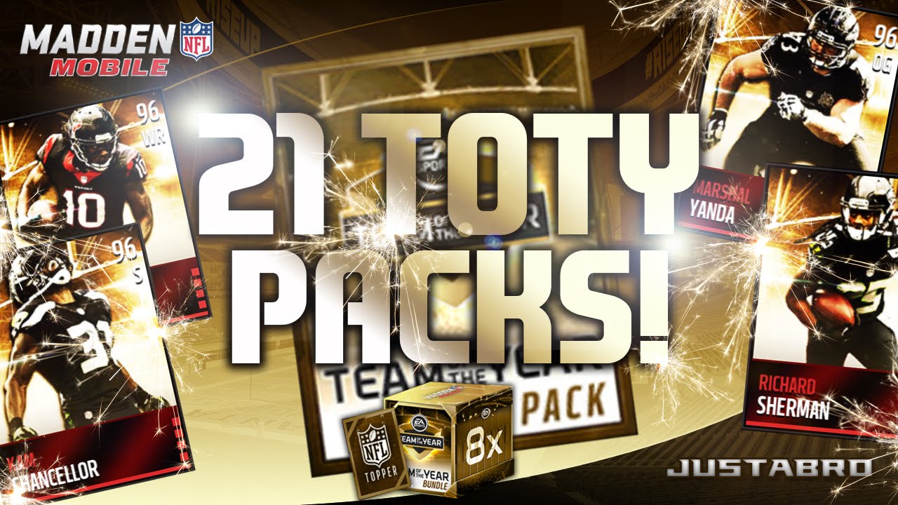 Team of the Year Bundle Opening! 21 TOTY Packs! Madden Mobile 16