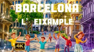 Barcelona 4K L'Eixample es ahora el centro cultural y comercial, con tiendas, restaurantes y teatros