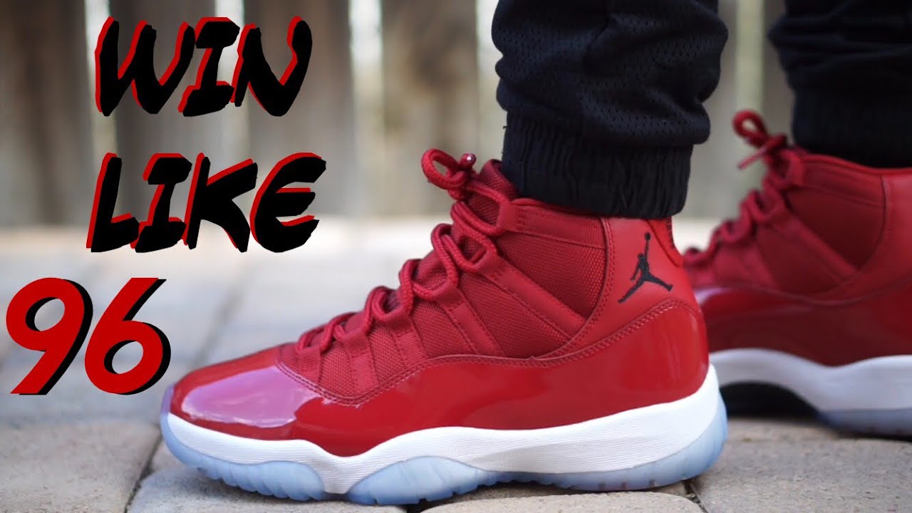 jordan 11 gym red on feet