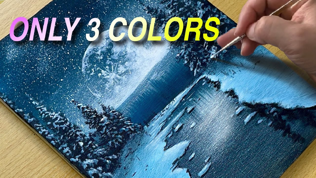 How to Paint a Realistic Moon using only 3 COLORS! (Easy)