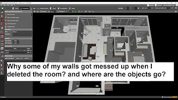 Why some of my walls got messed up when I deleted the room?  and where are my objects go?