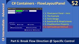 C# FlowLayoutPanel Container | Part 6 SetFlowBreak | C# Advanced #52