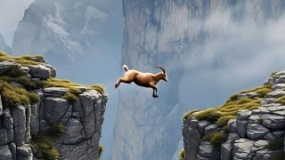 Fearless Mountain Goat Jumping