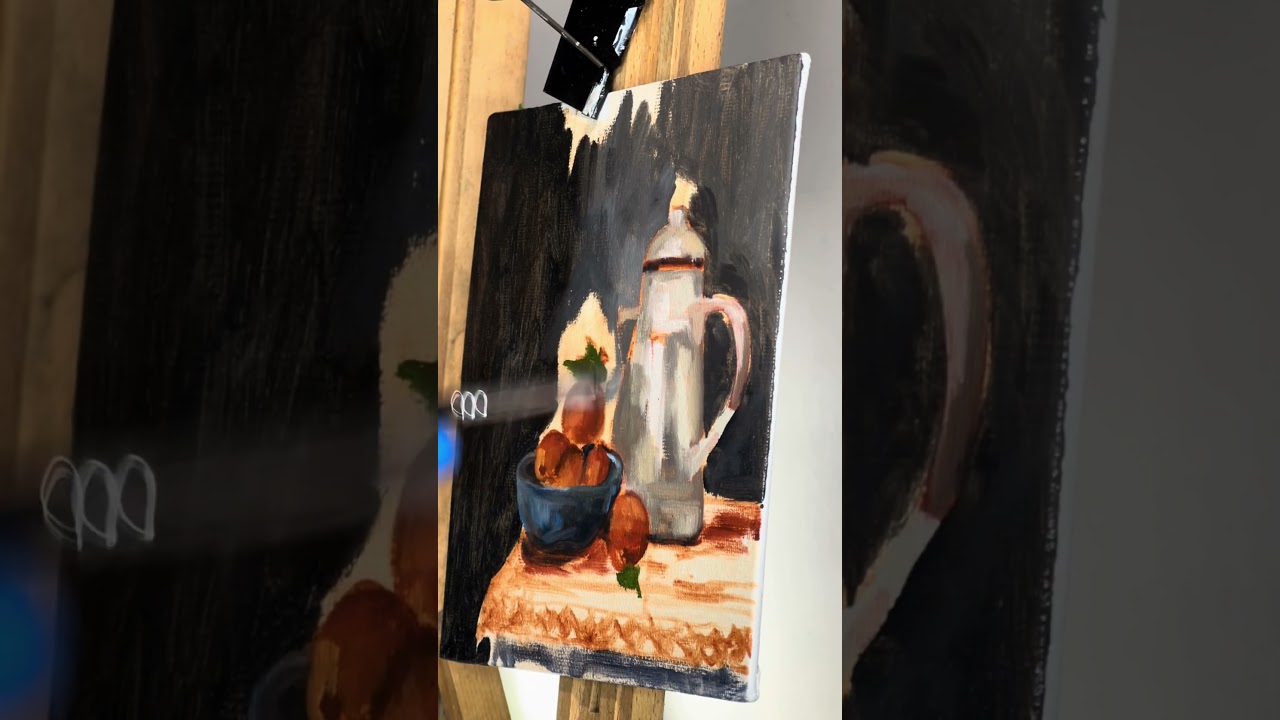 Audio progress of mini oil painting - still life