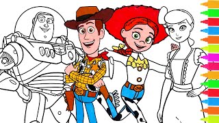 Coloring Toy Story Woody, Buzz Lightyear, Bo Peep | Coloring Book Pages