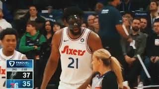 Joel Embiid ejected for getting heated in refs face then needs to be held ba...