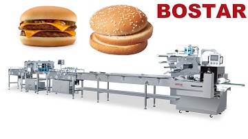 Food Bread Hotdog Burger Buns Horizontal Flow Pack Sealing Packing Wrapping Machine With PE Film