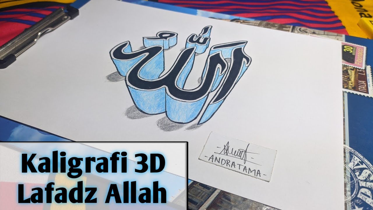 Tutorial Cara Menggambar Kaligrafi 3D Allah Bagi Pemula