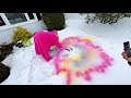 Challenged My Mother-In-Law to make Art On Snow!!!