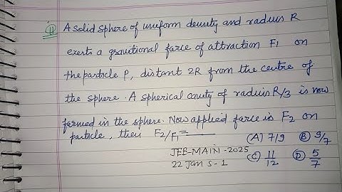 A solid sphere of uniform density and radius R exerts a force... | jee main 2025 january 22 shift 1