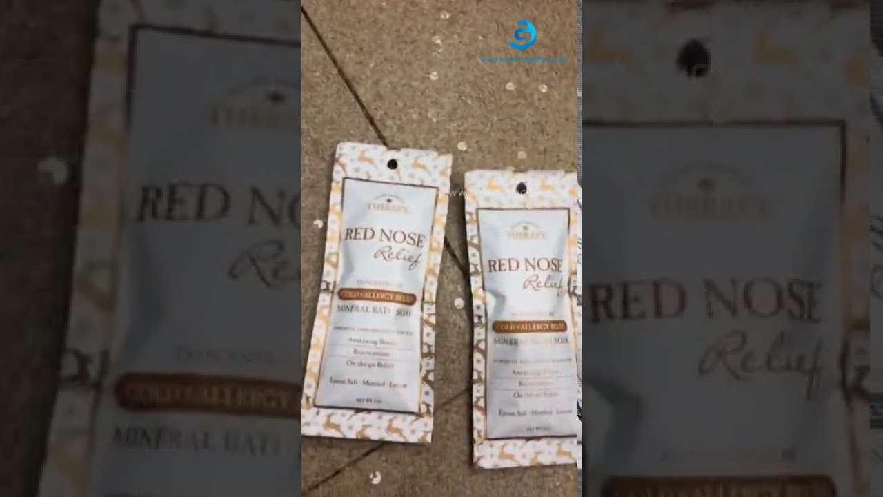 Automatic bath salt bag with hand  hole punching vertical filling sealing packaging machine testing