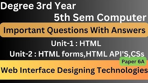 Degree 5th Sem BSc Computer Paper 6A Important Questions With Answers*units-1,2* #bsccomputerscience